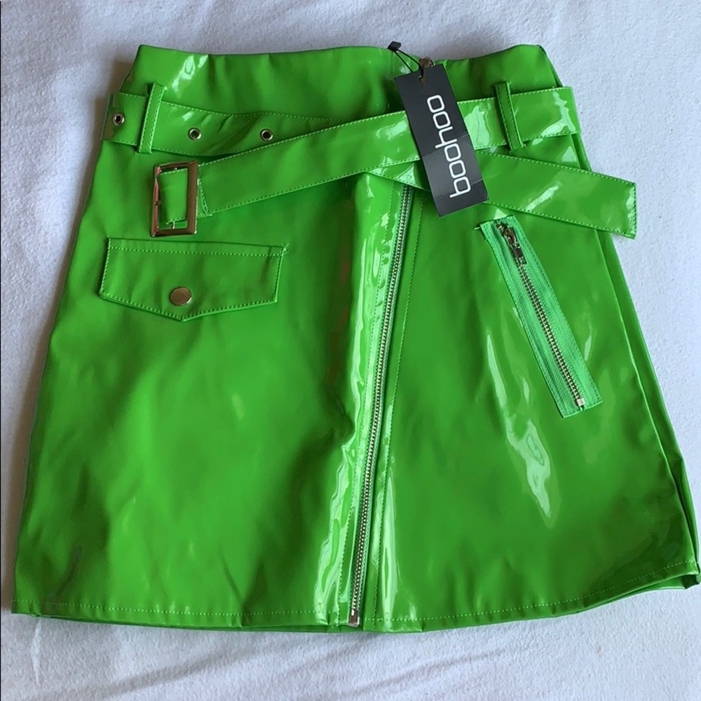 Green mini skirt boohoo